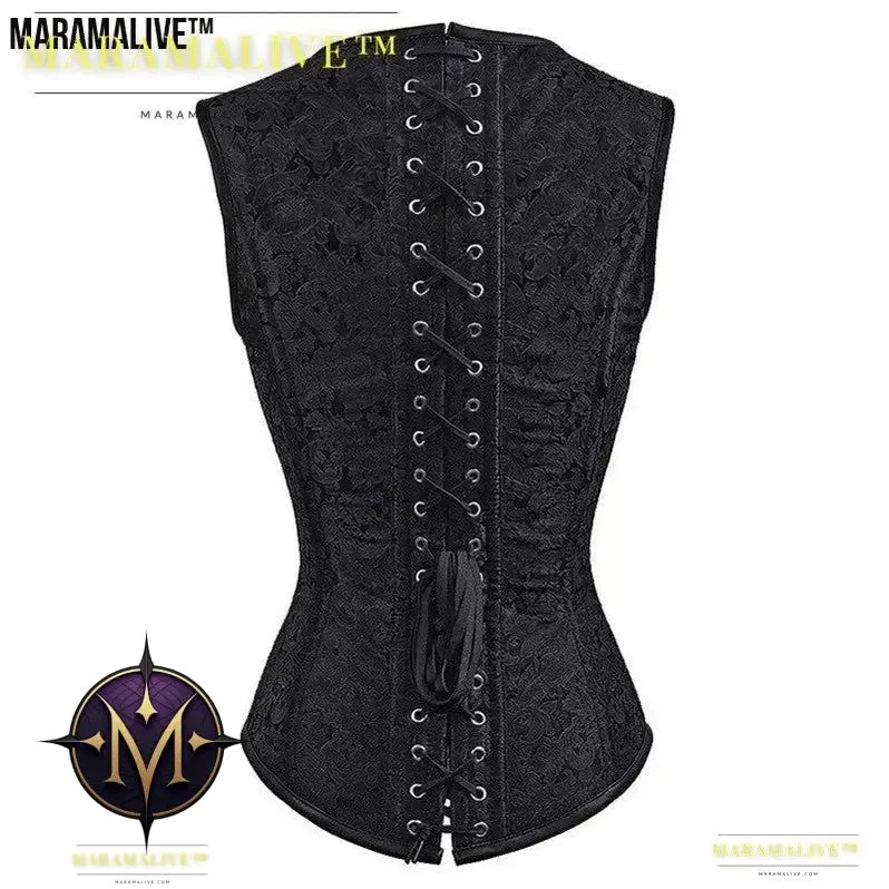 Ladies Gothic Punk Steel Double Button Strap Shaper