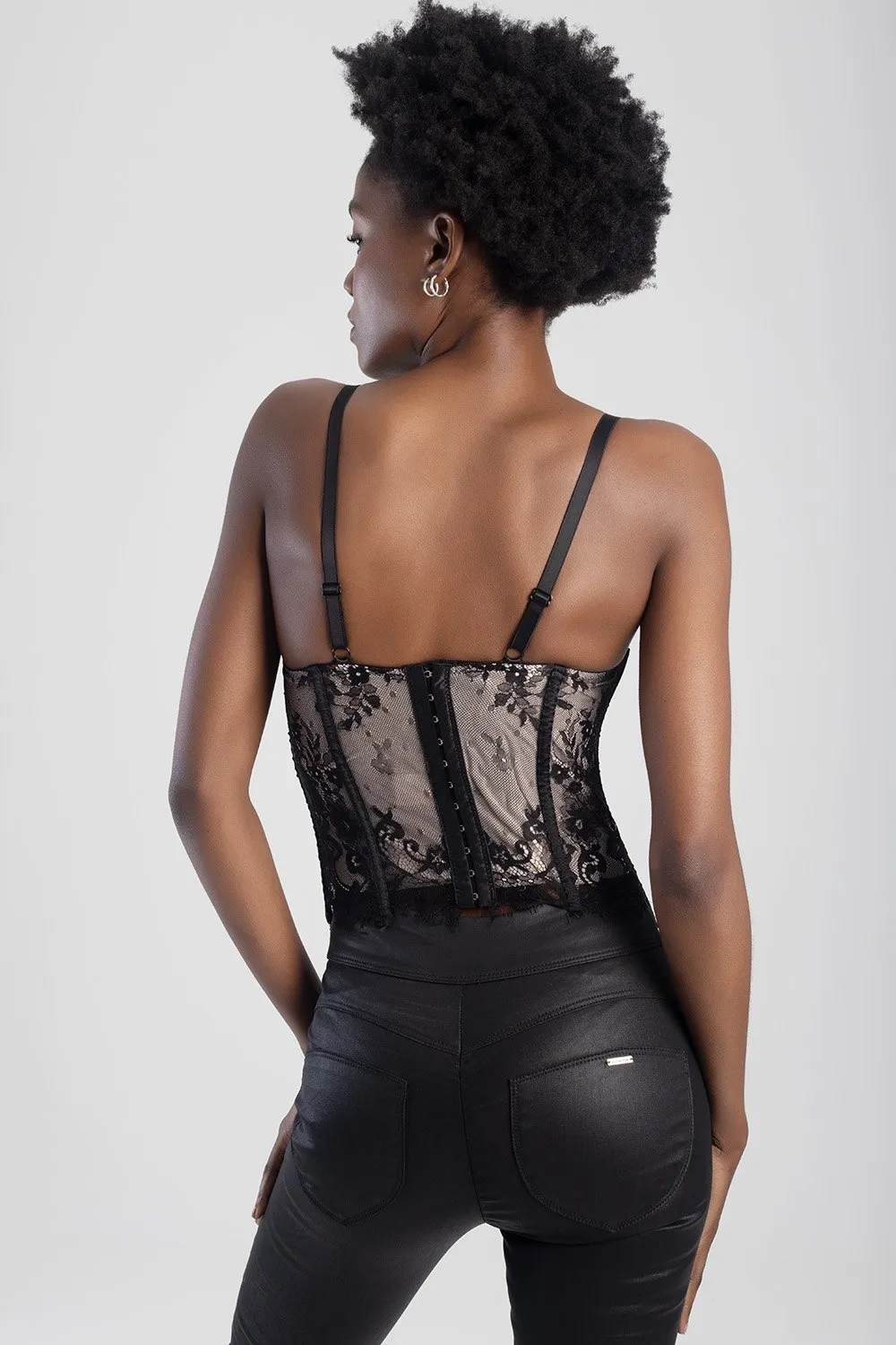 Ladies Lace Corset - Black