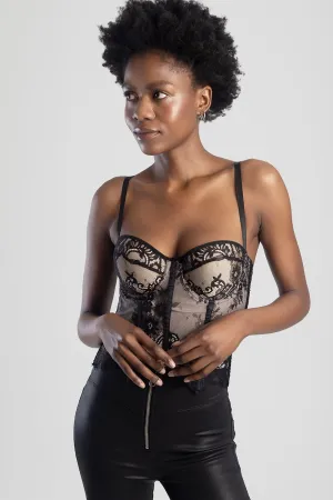 Ladies Lace Corset - Black
