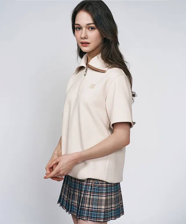 LENUCU Signature Tartan Check Skirt - Beige