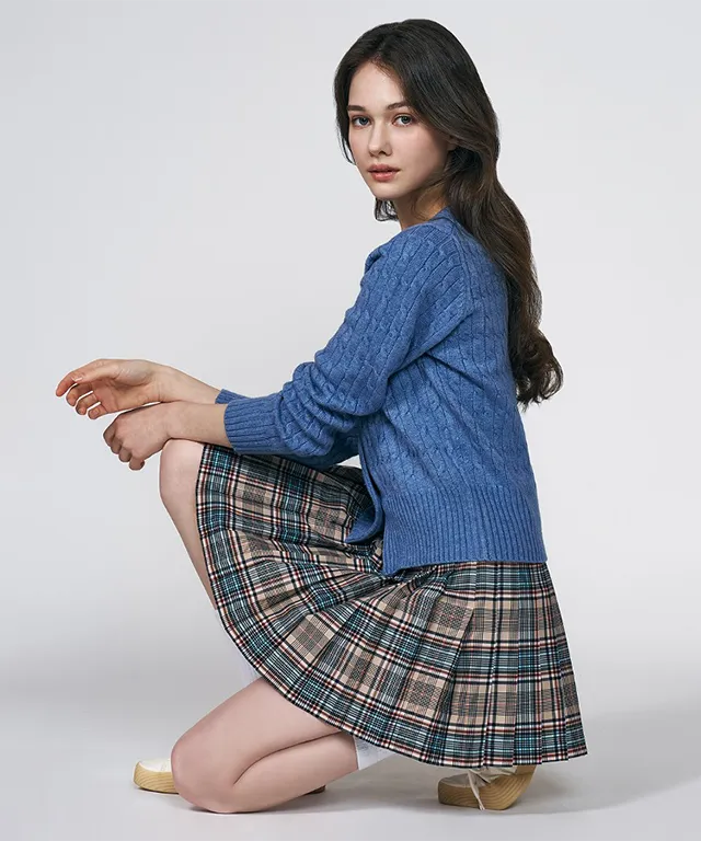 LENUCU Signature Tartan Check Skirt - Beige