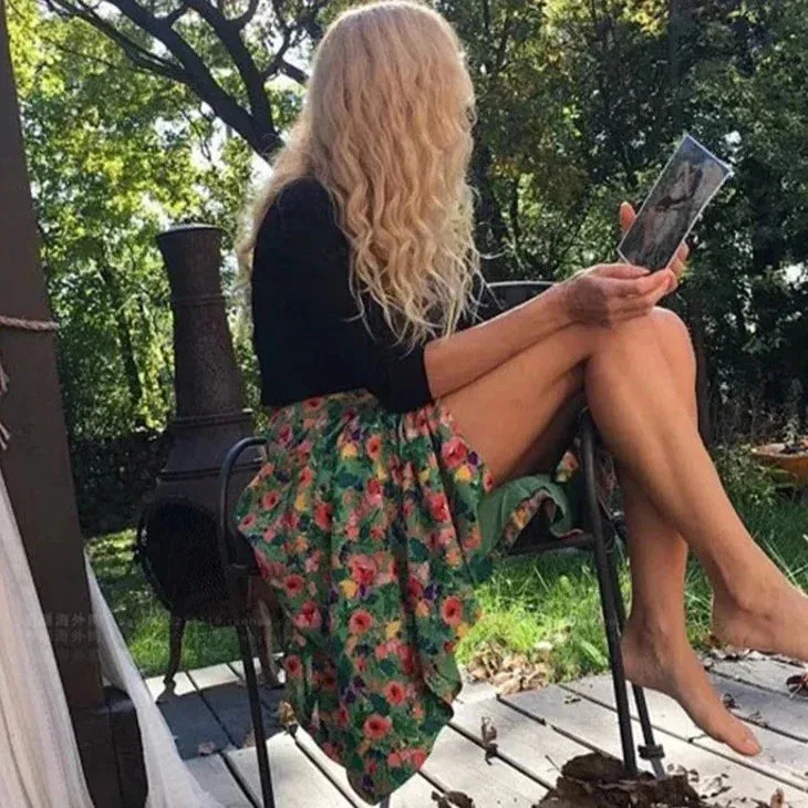 Lila Side Slit Floral Midi Skirts