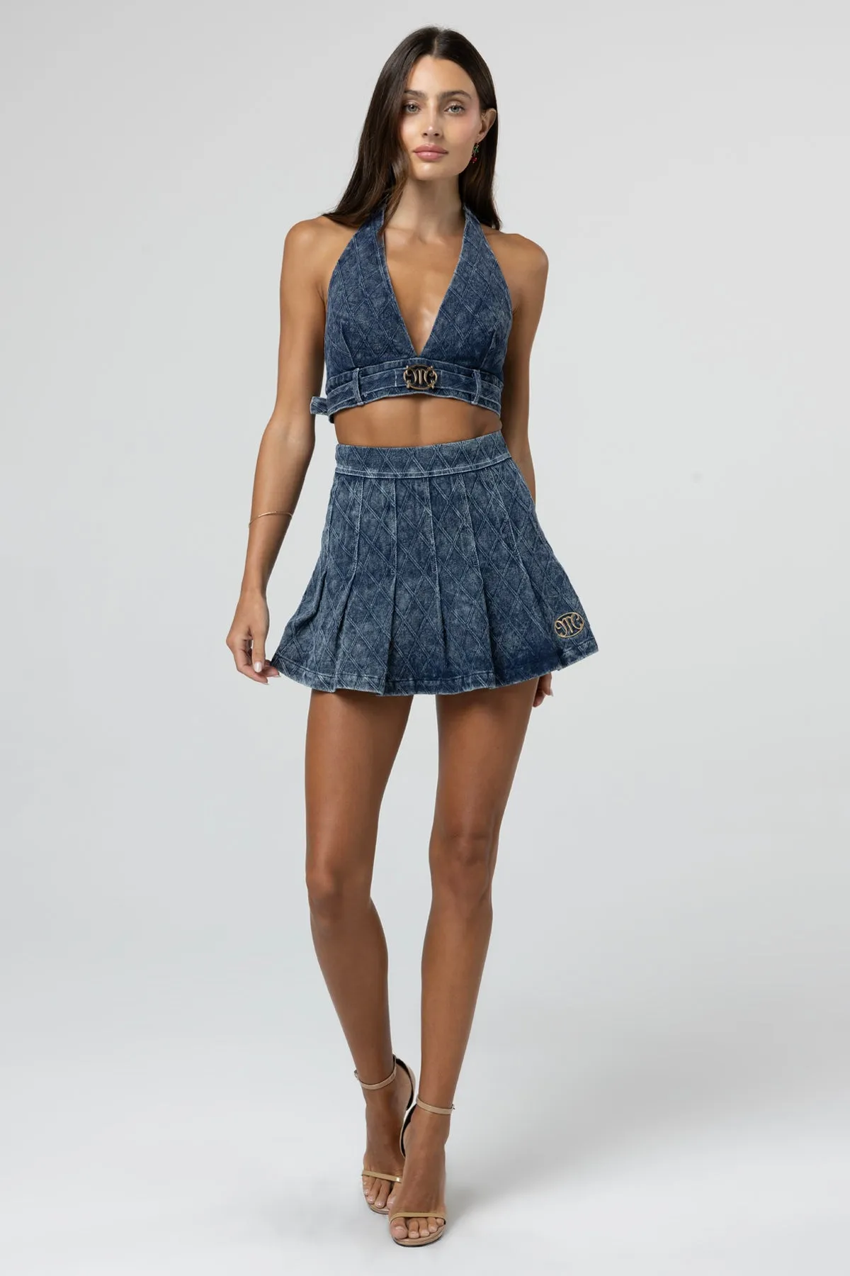 Little J Pleated Denim Skirt
