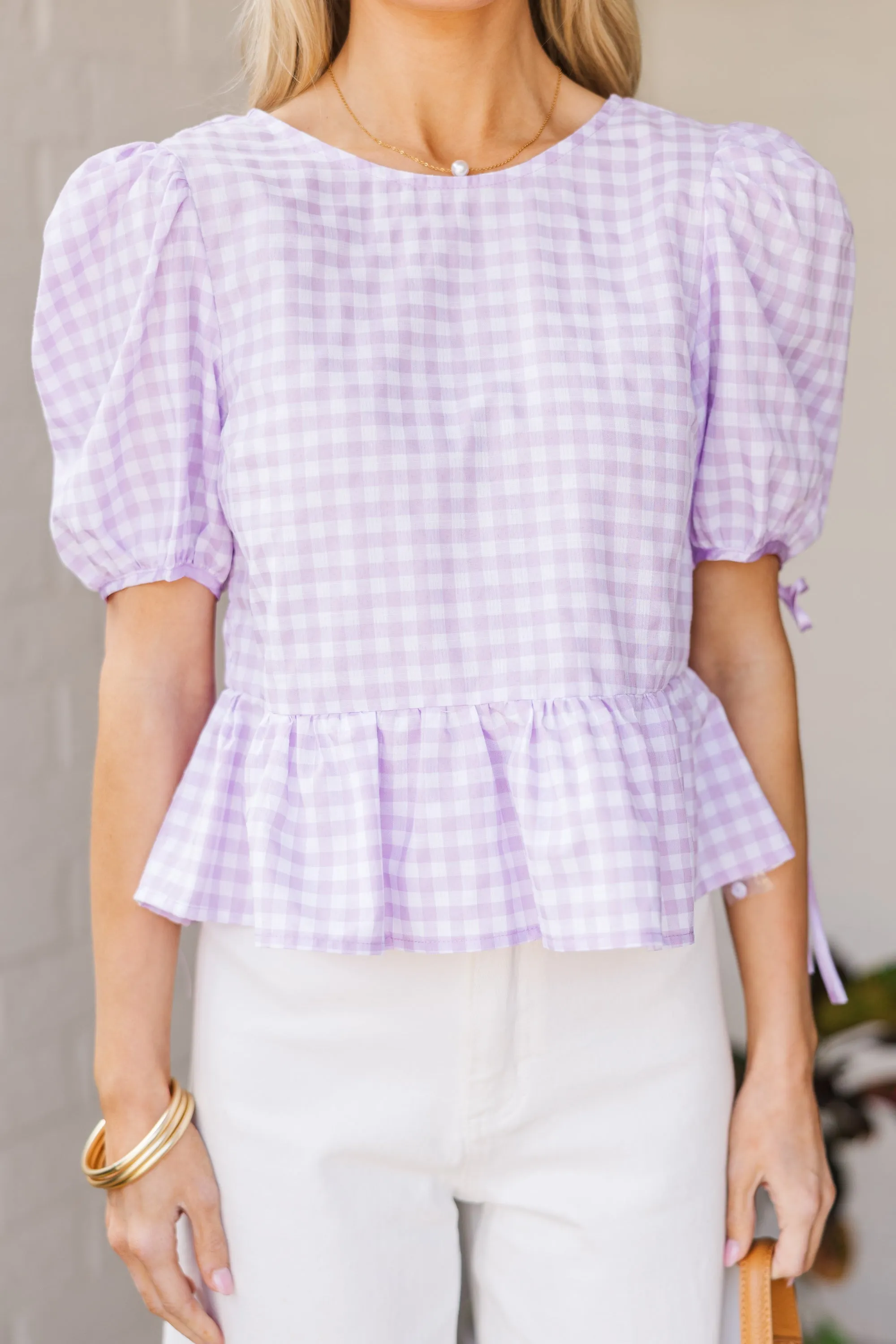 Little Moments Lavender Gingham Blouse