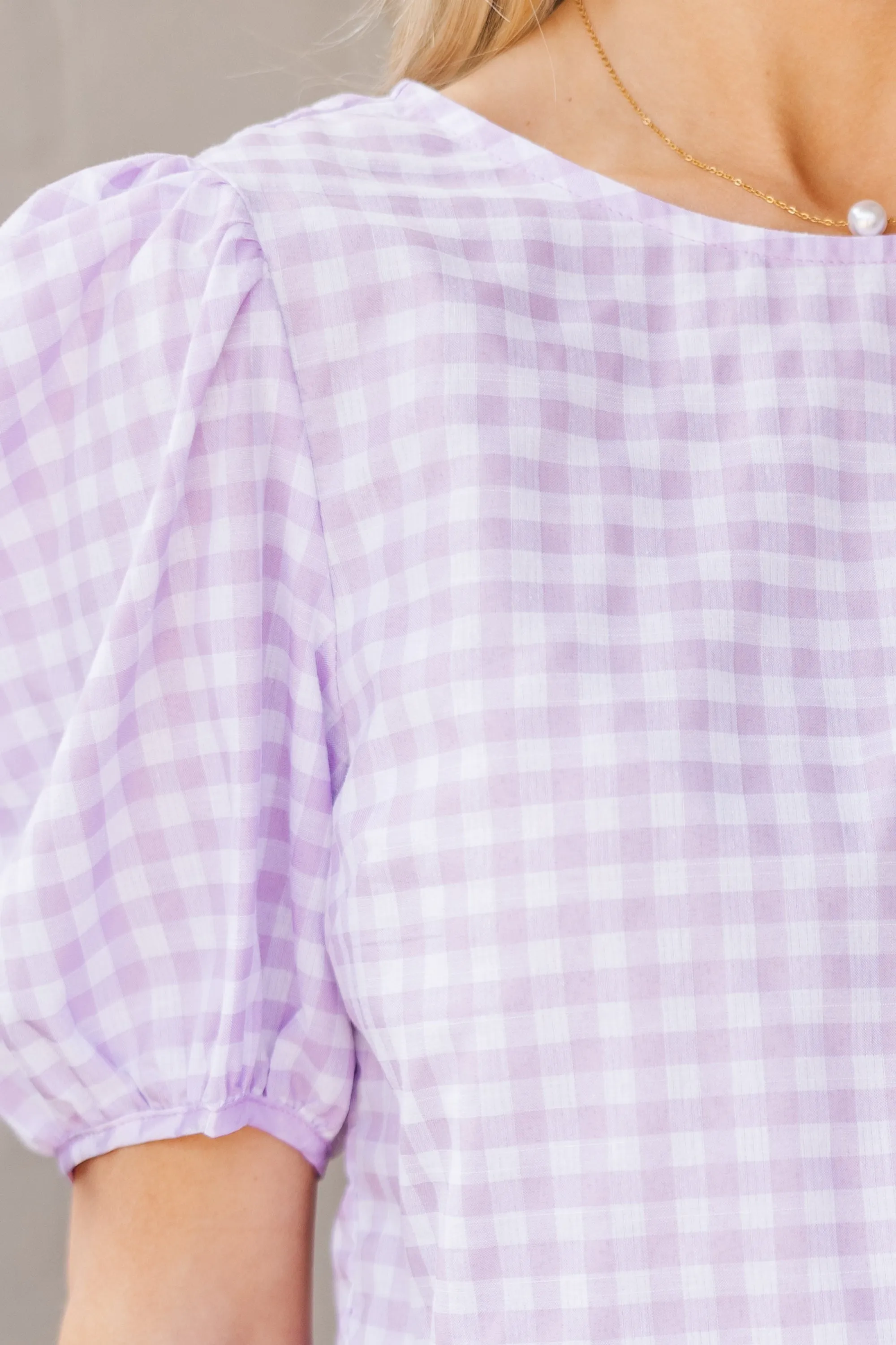 Little Moments Lavender Gingham Blouse