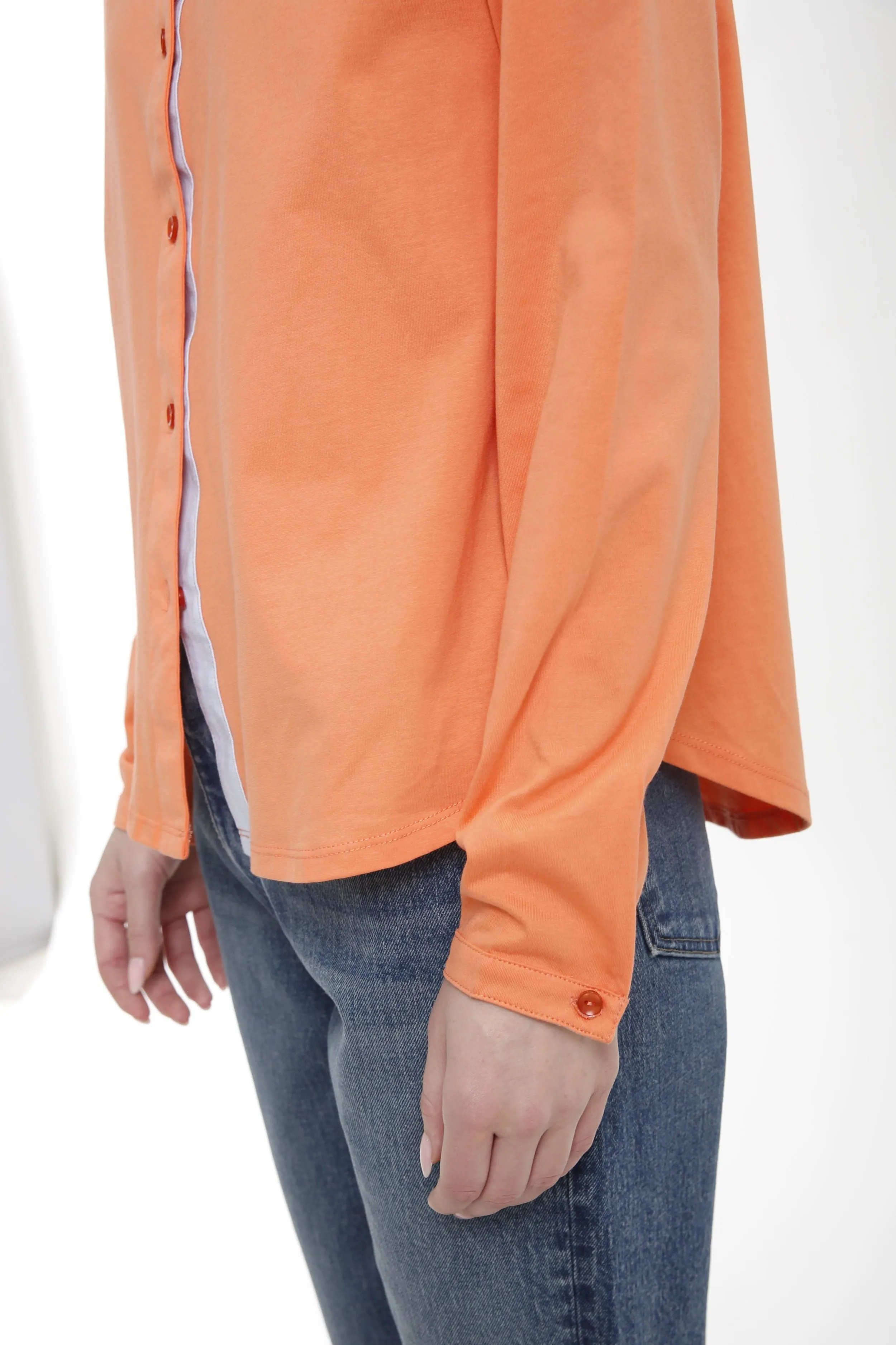 Long Sleeve Button Front Shirt with Woven Trims