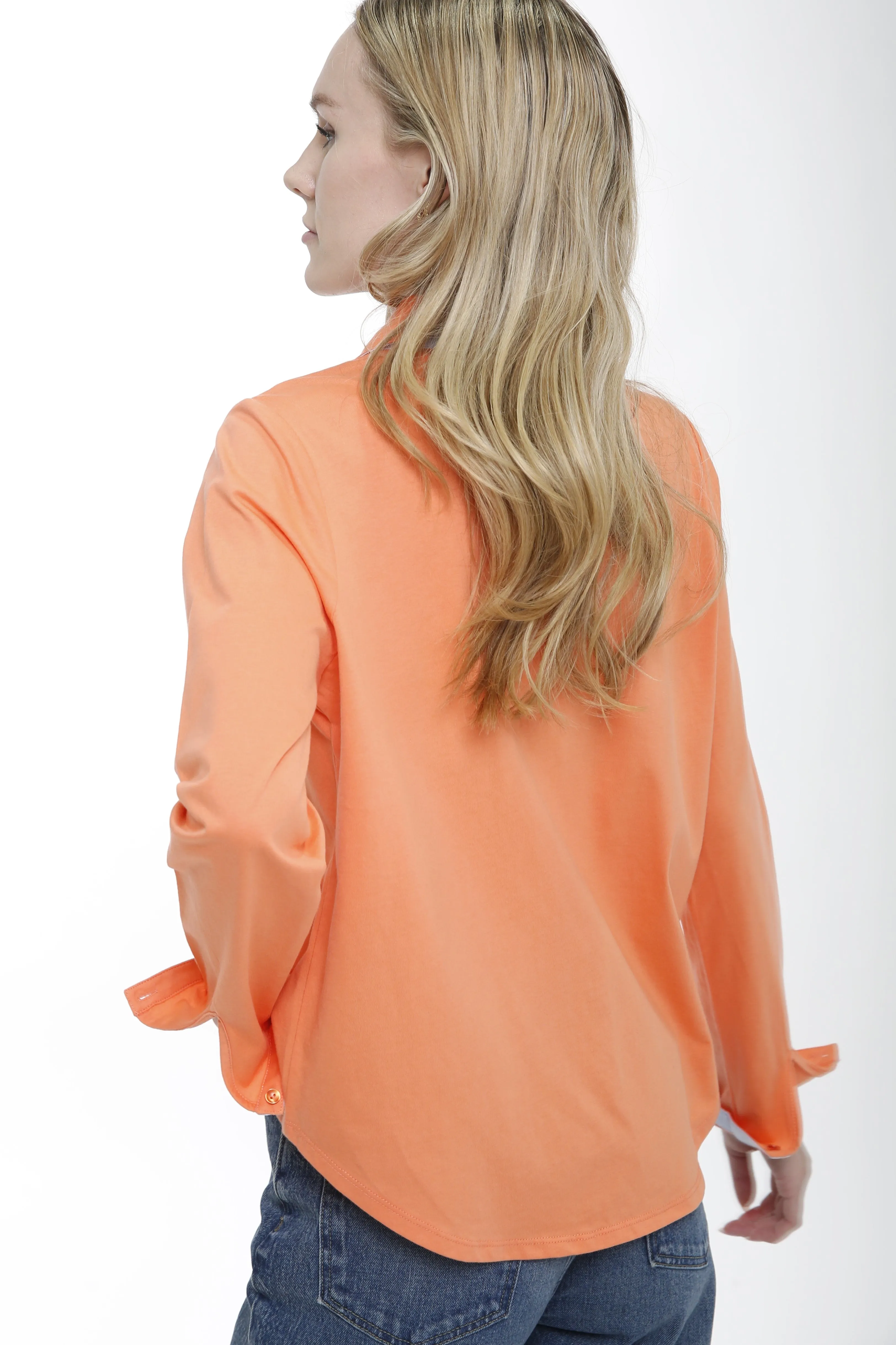 Long Sleeve Button Front Shirt with Woven Trims