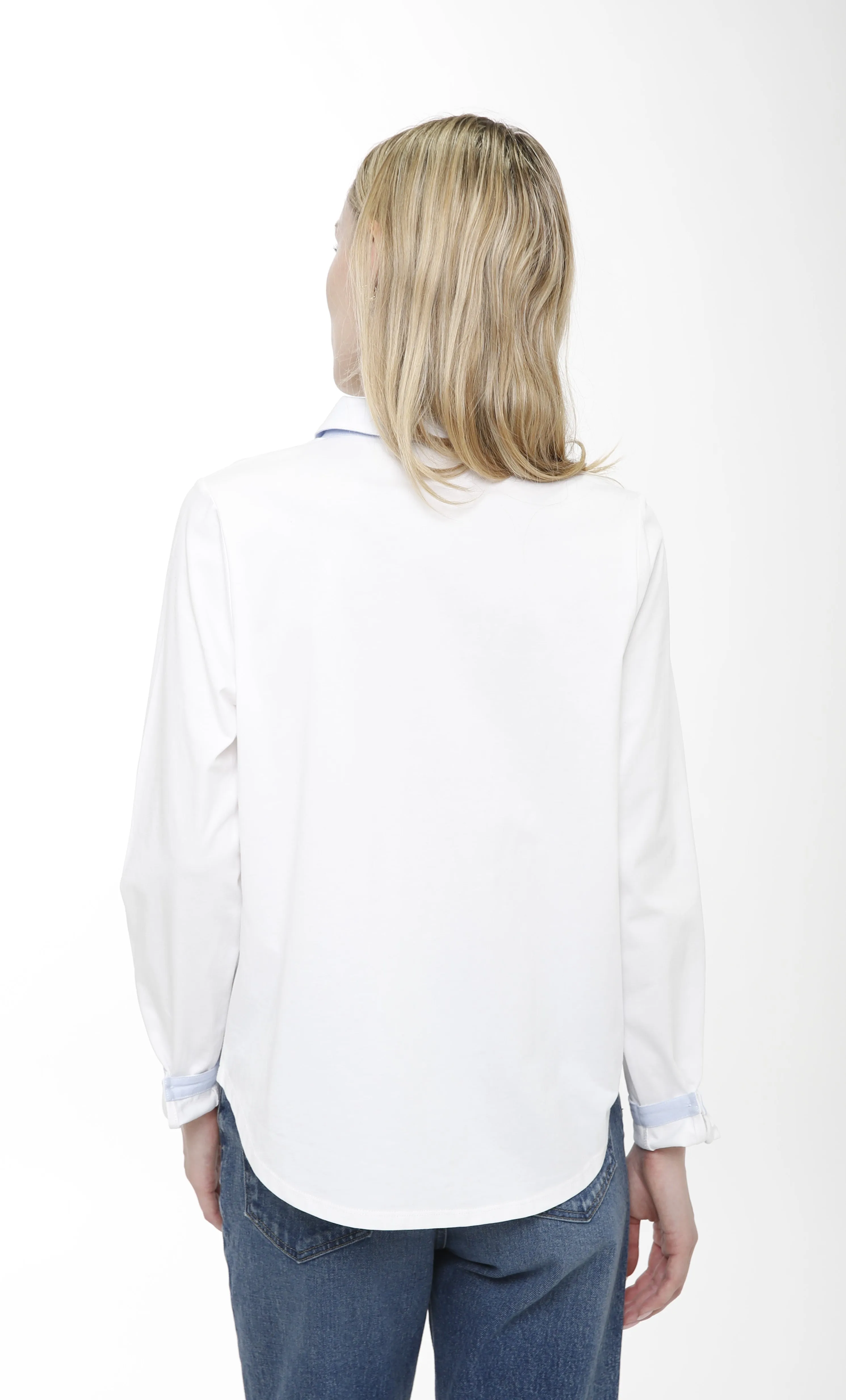Long Sleeve Button Front Shirt with Woven Trims