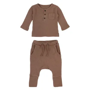 Lovedbaby - Thermal Henley & Jogger Set - Cocoa