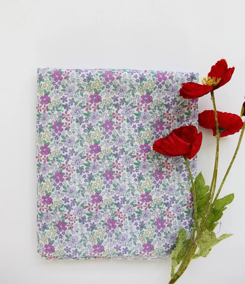 Lovely Floral Cotton Double Gauze Fabric, Pink Flower Gauze, Baby Fabric, Quality Korean Fabric - 59 Inches Wide - By the Yard 3/11173