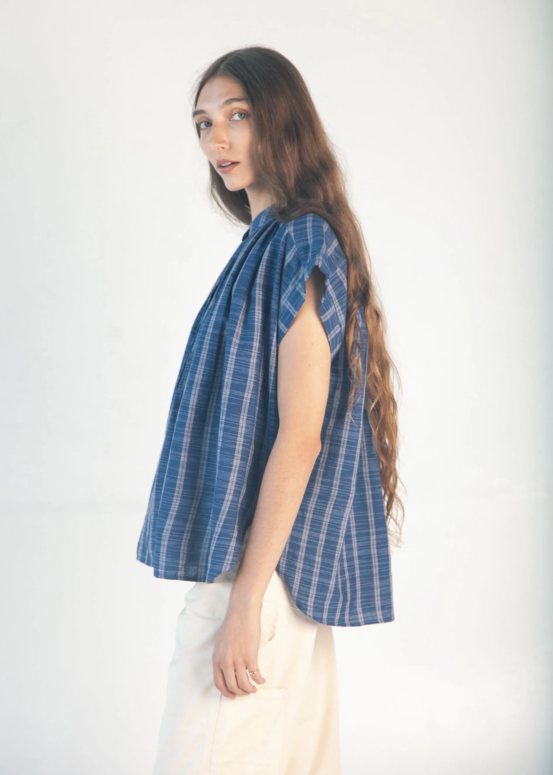 Maia Multi Pin Stripe Top - Natural Indigo