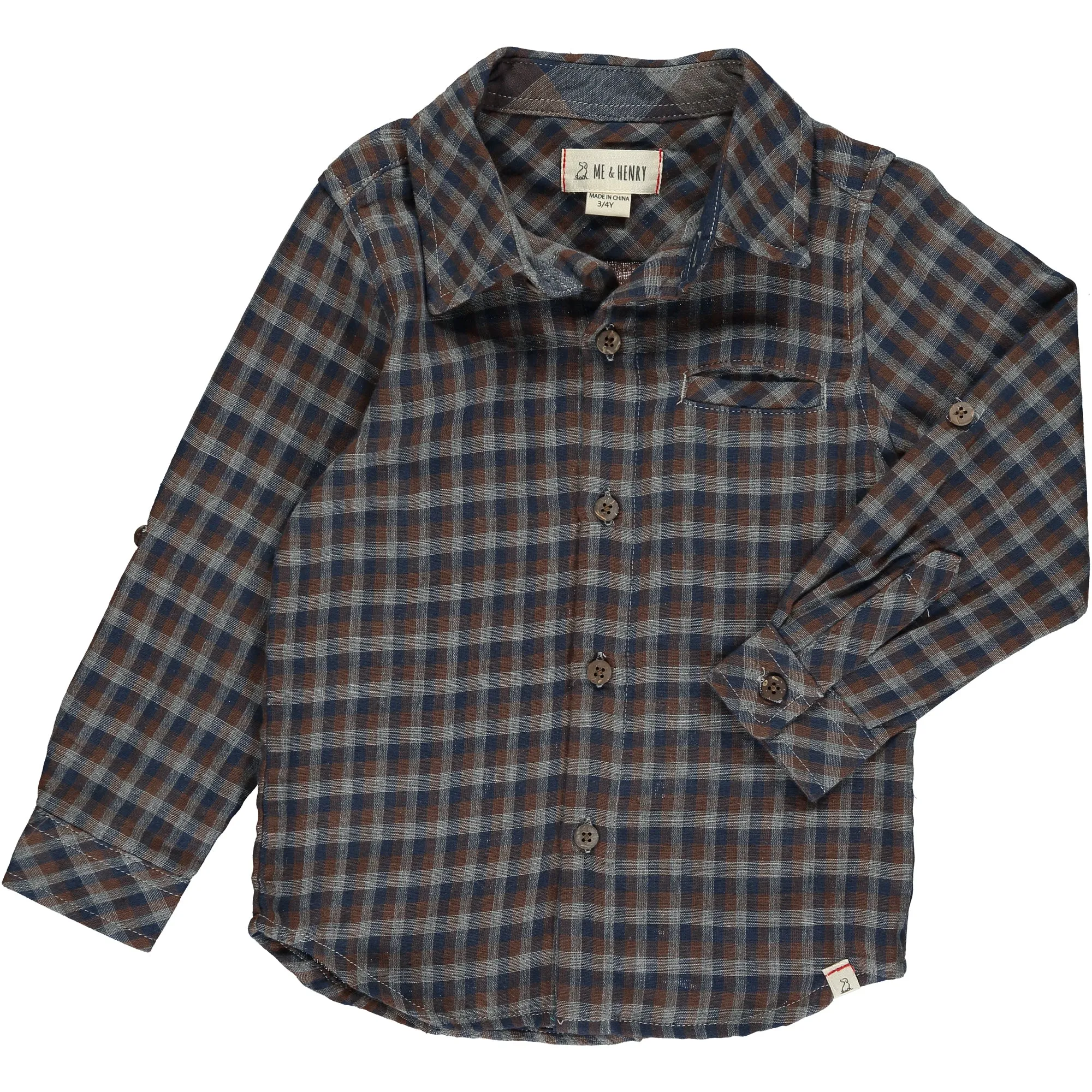 Me & Henry Atwood Woven Shirt Brown Grey