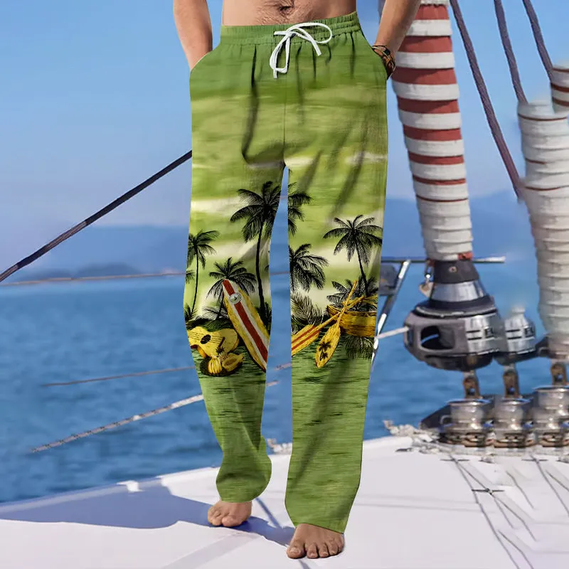 Men's Hawaiian Print Fashionable Resort Lounge Pants