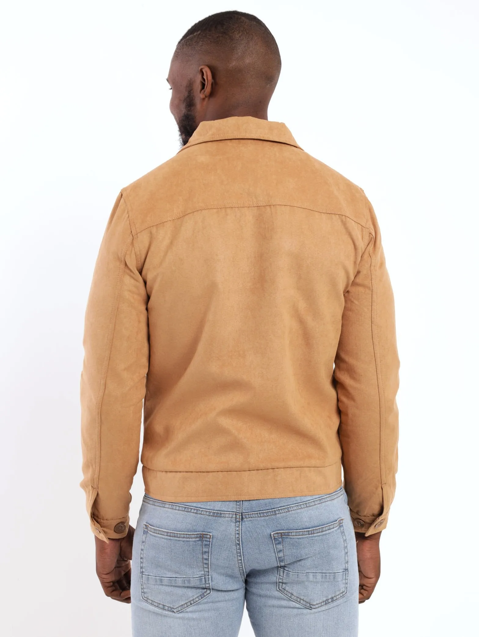 Men's Mock Suede Utility Shacket - Camel