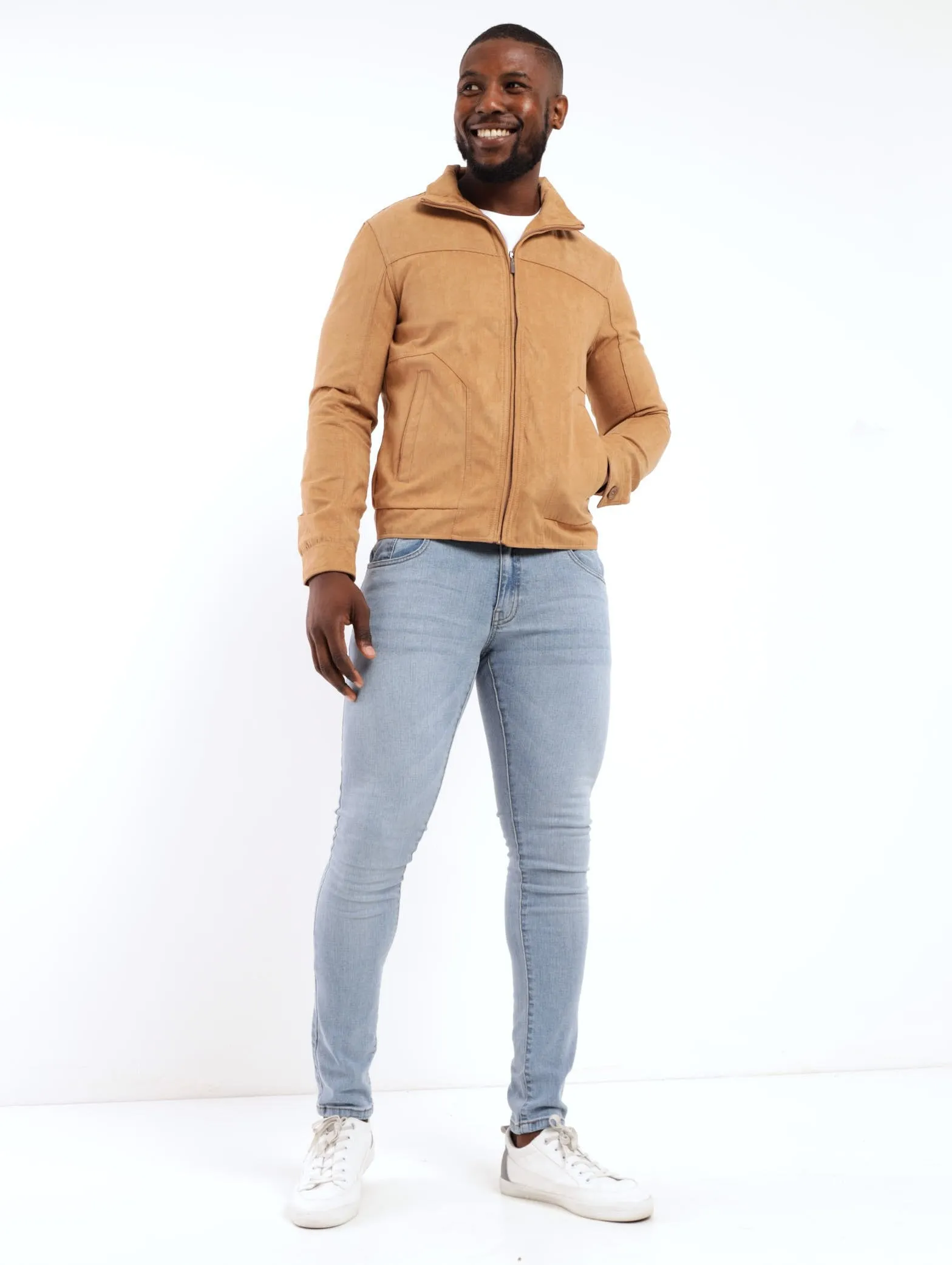 Men's Mock Suede Utility Shacket - Camel