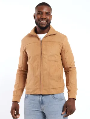 Men's Mock Suede Utility Shacket - Camel