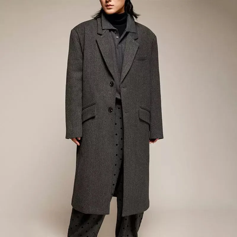 Men's Retro Long Wool Coat