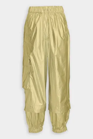 Metallic Nylon Pull On Jogger in Gold