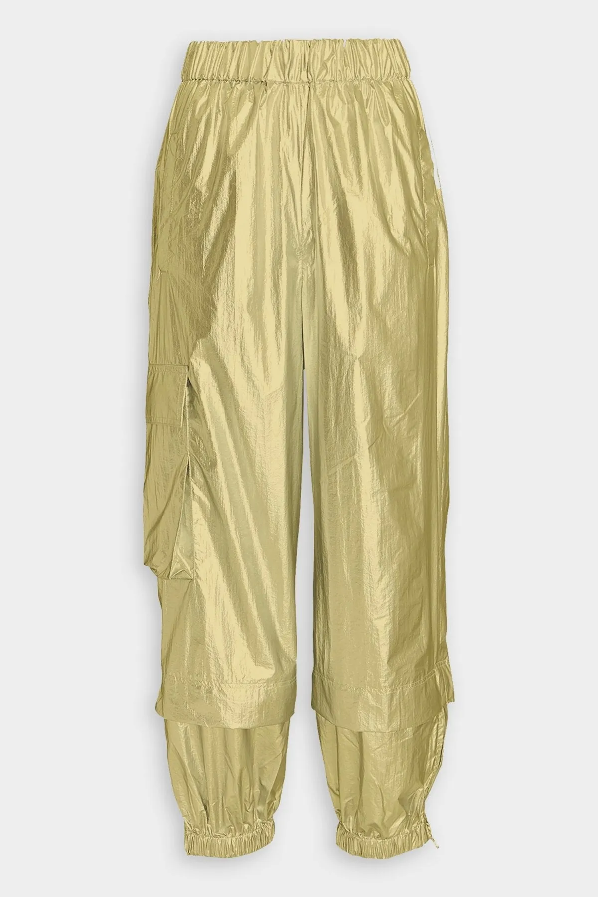 Metallic Nylon Pull On Jogger in Gold
