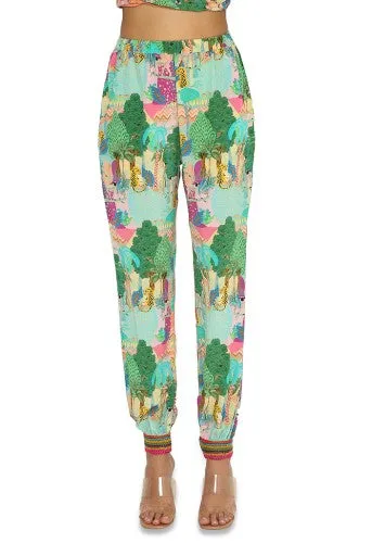 Mihra Peach Colour Kuno Print Crepe Embroidered Kaftan With Jogger Pants