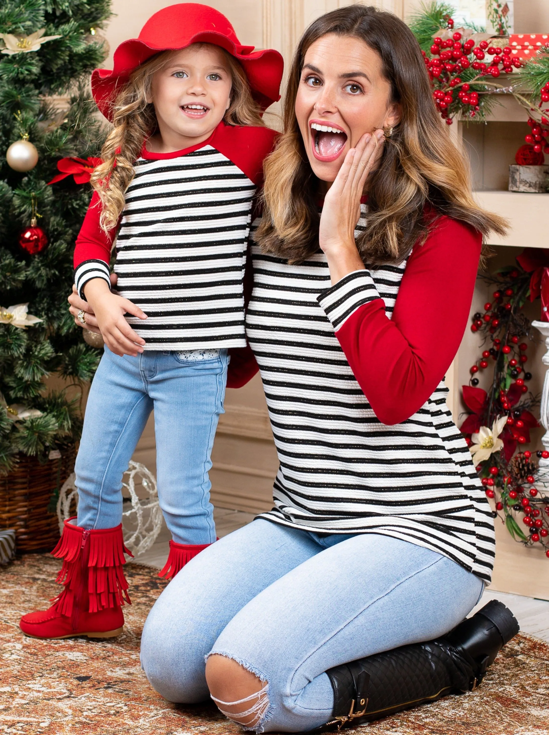 Mommy and Me Striped Like Mama Raglan Top
