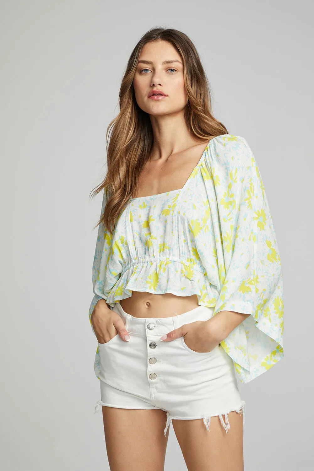 Monarch Crop Top Daisy Floral Print