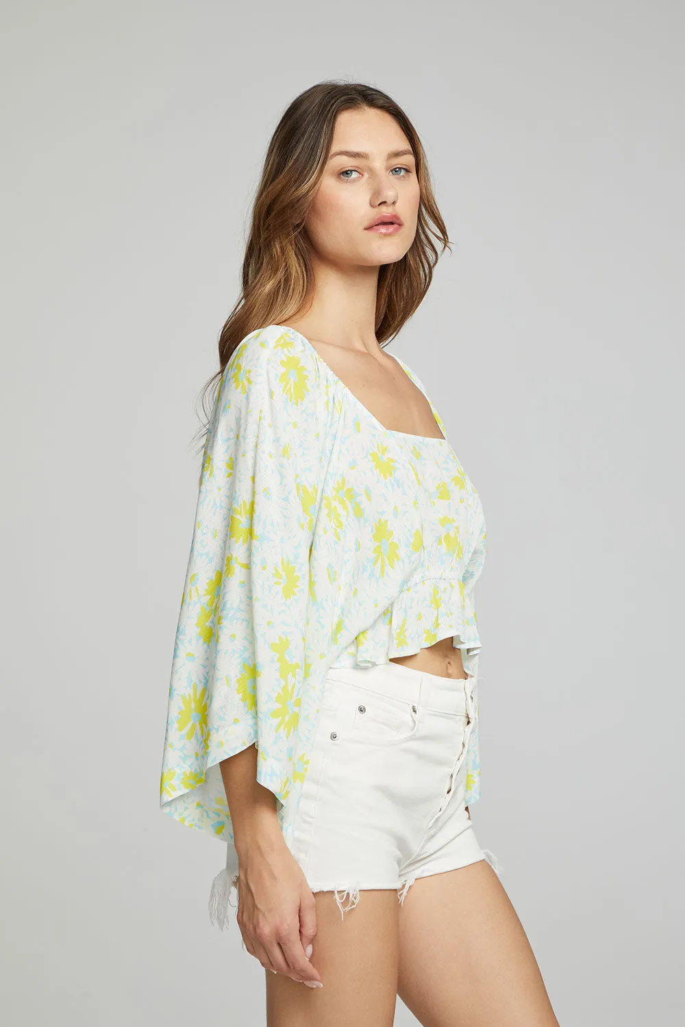 Monarch Crop Top Daisy Floral Print