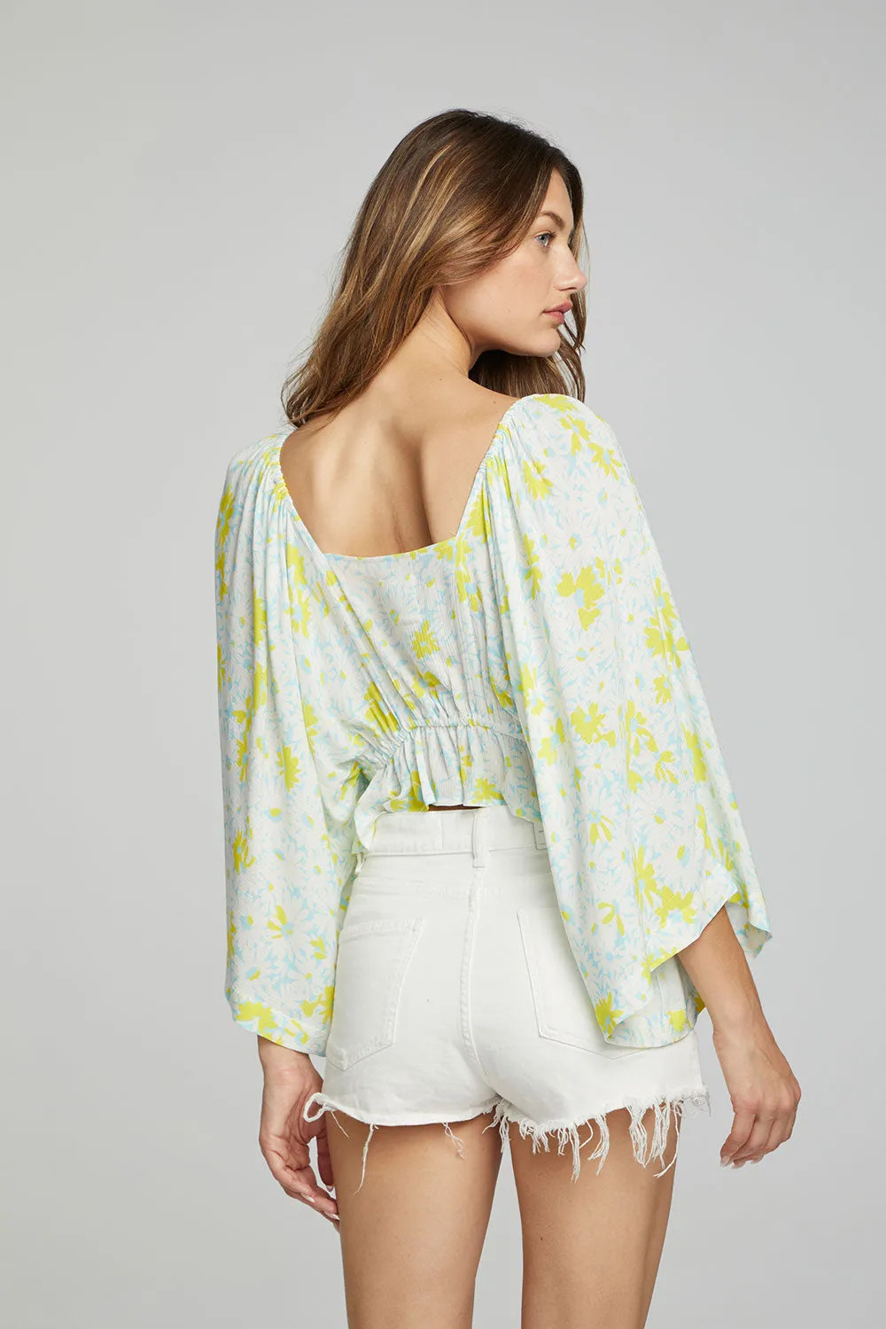 Monarch Crop Top Daisy Floral Print