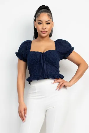 Moonlit Eyelet Embroidered Smock Top