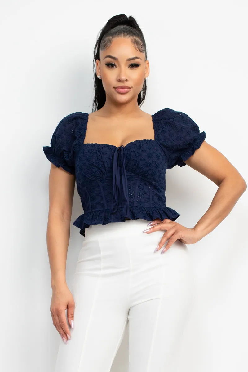 Moonlit Eyelet Embroidered Smock Top