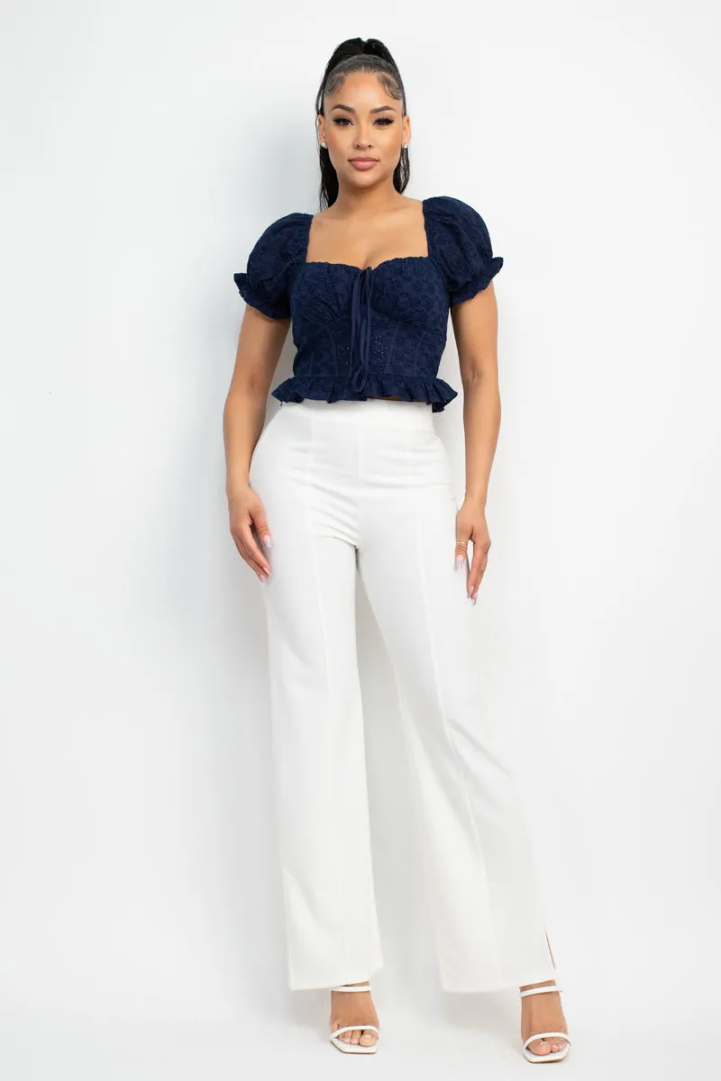 Moonlit Eyelet Embroidered Smock Top