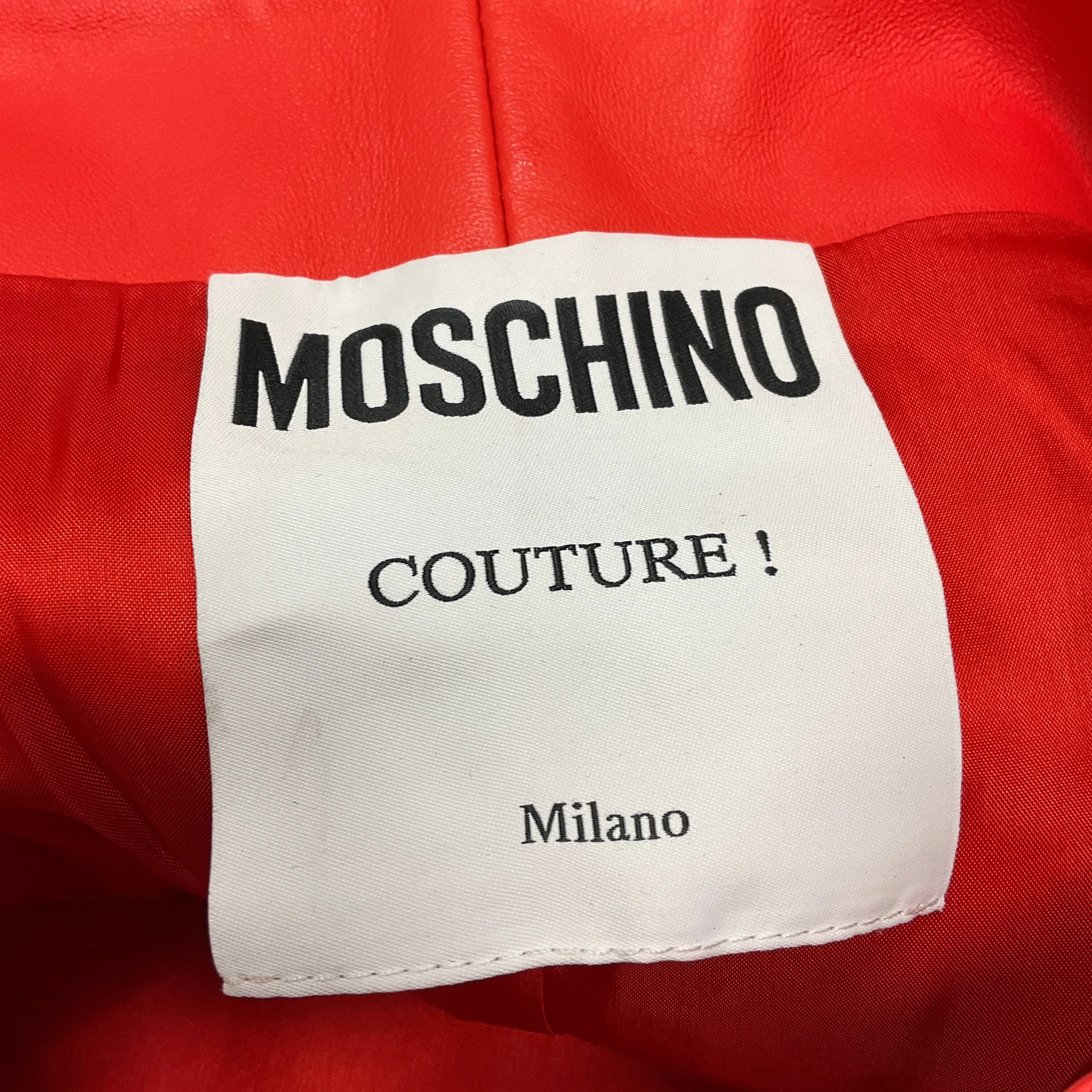 Moschino Couture Red Multi 2022 Floral Applique Leather Mini Skirt