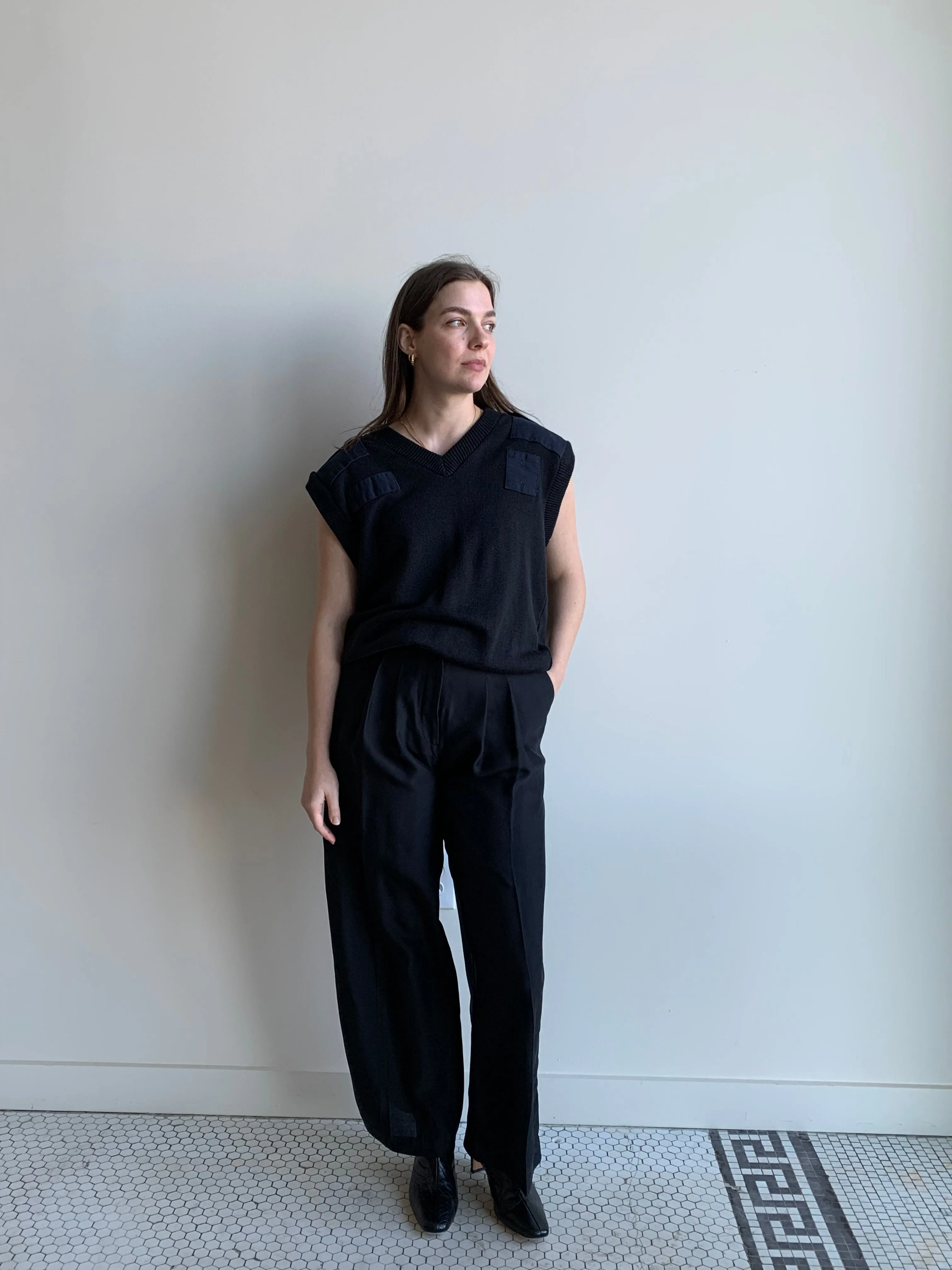 navy utilitarian sweater vest