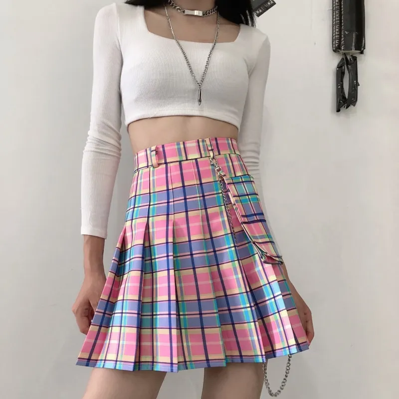 Neon Girl Plaid Skirt