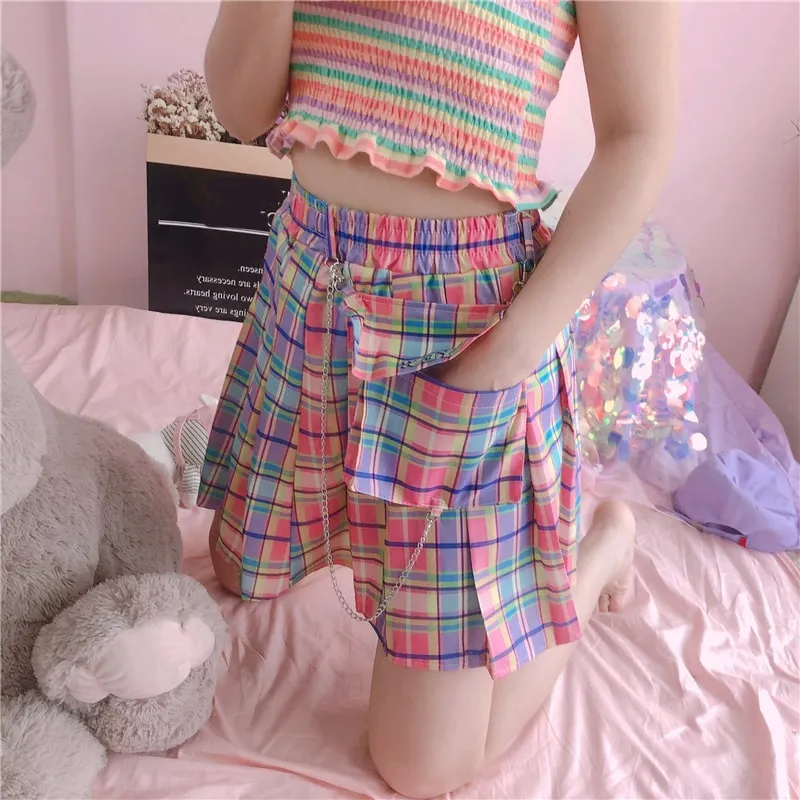 Neon Girl Plaid Skirt