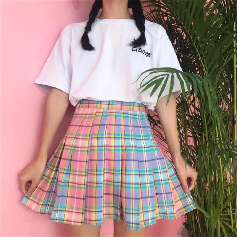 Neon Girl Plaid Skirt