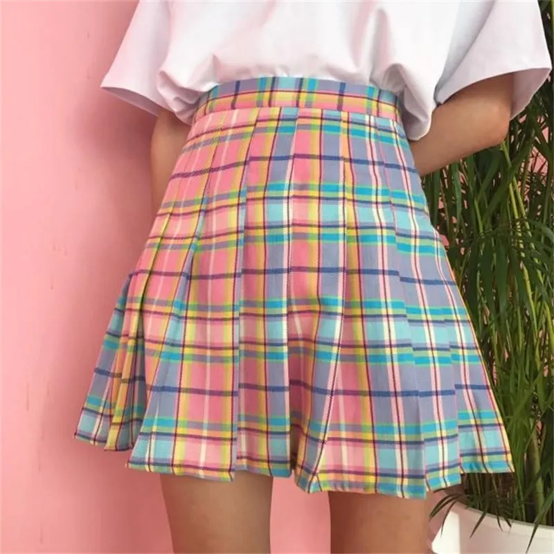 Neon Girl Plaid Skirt