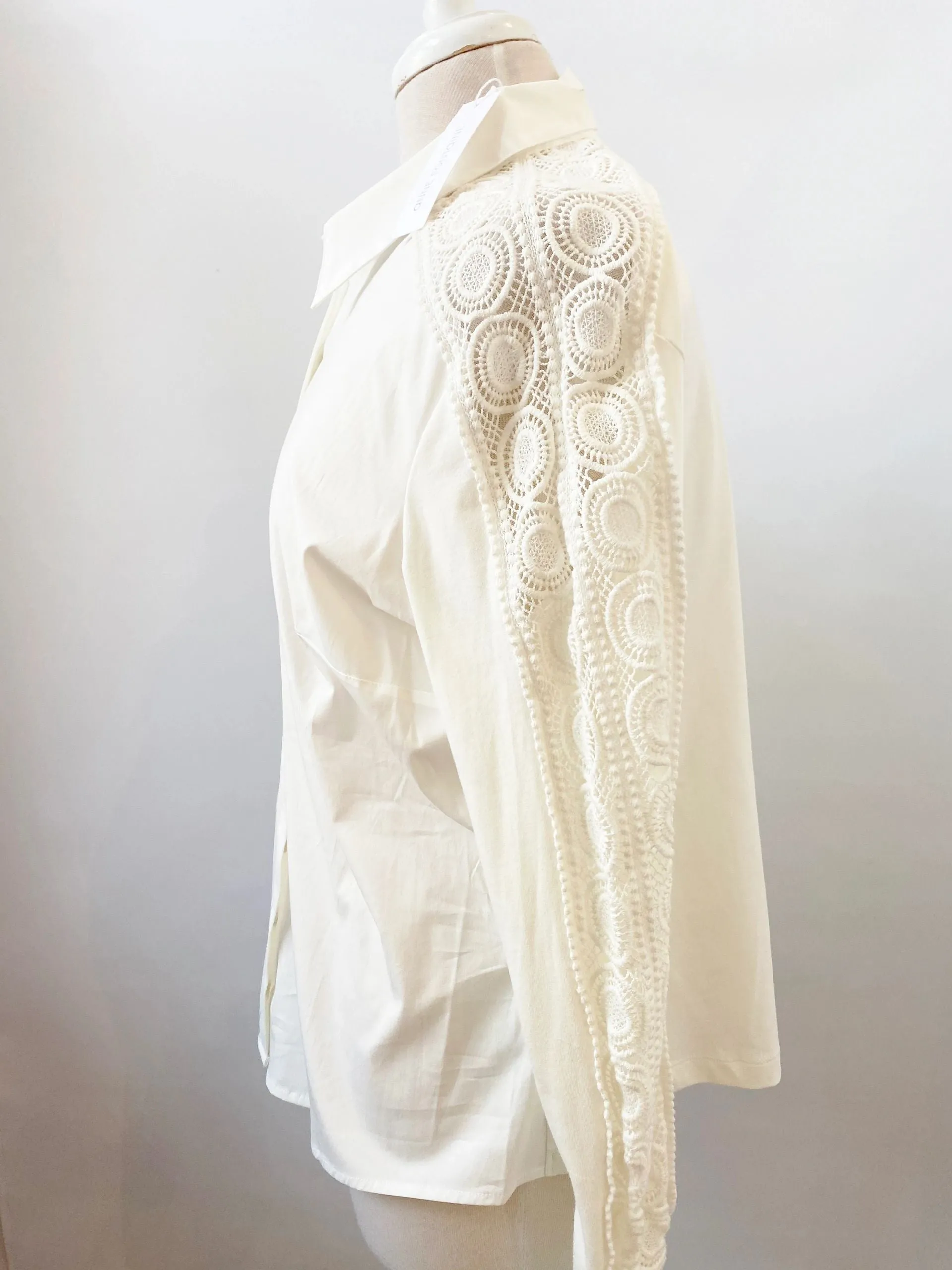 NEW Anne Fontaine Lace Sleeve Blouse Size 12