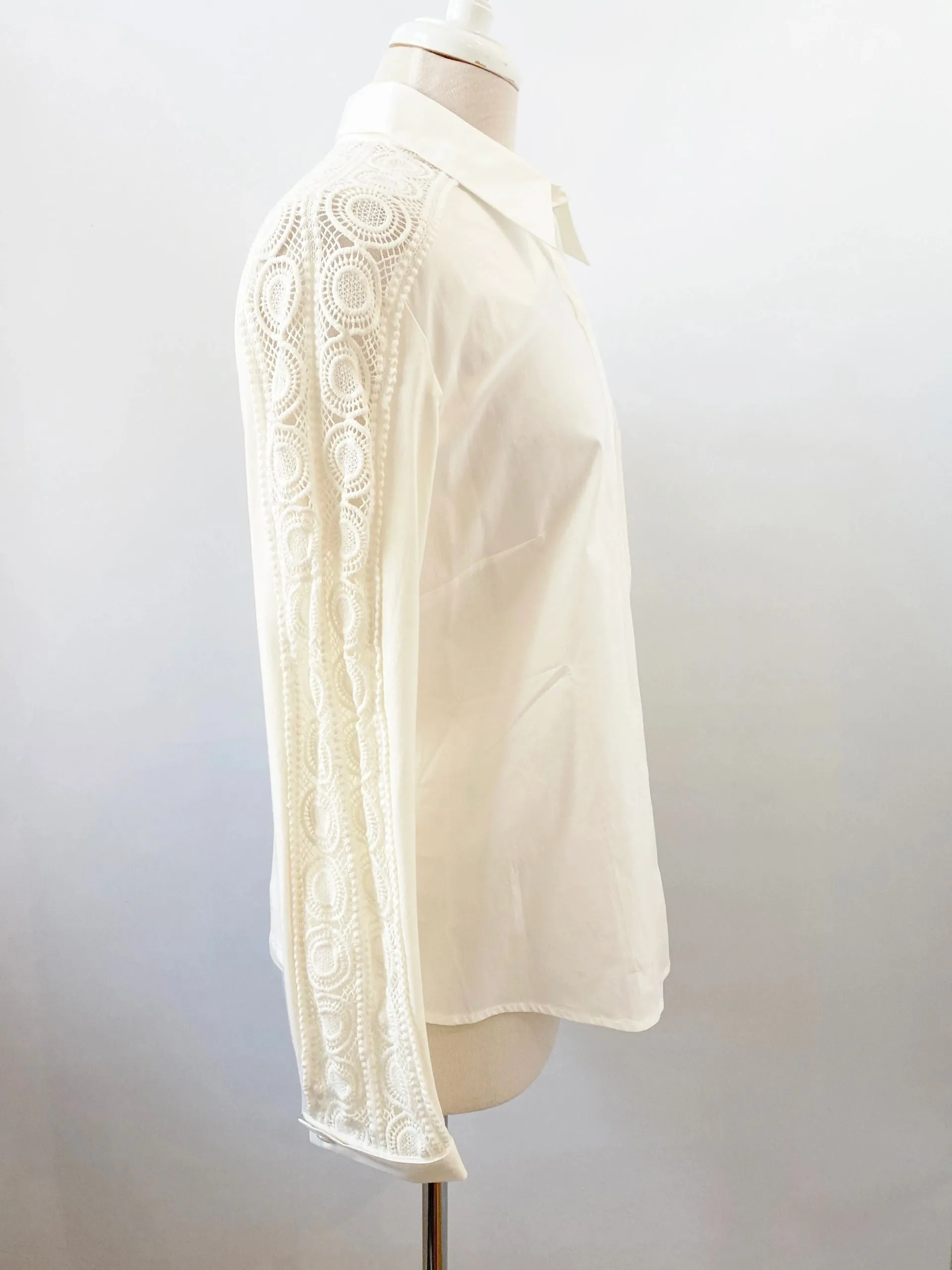 NEW Anne Fontaine Lace Sleeve Blouse Size 12