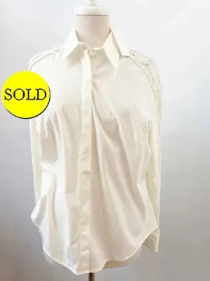 NEW Anne Fontaine Lace Sleeve Blouse Size 12
