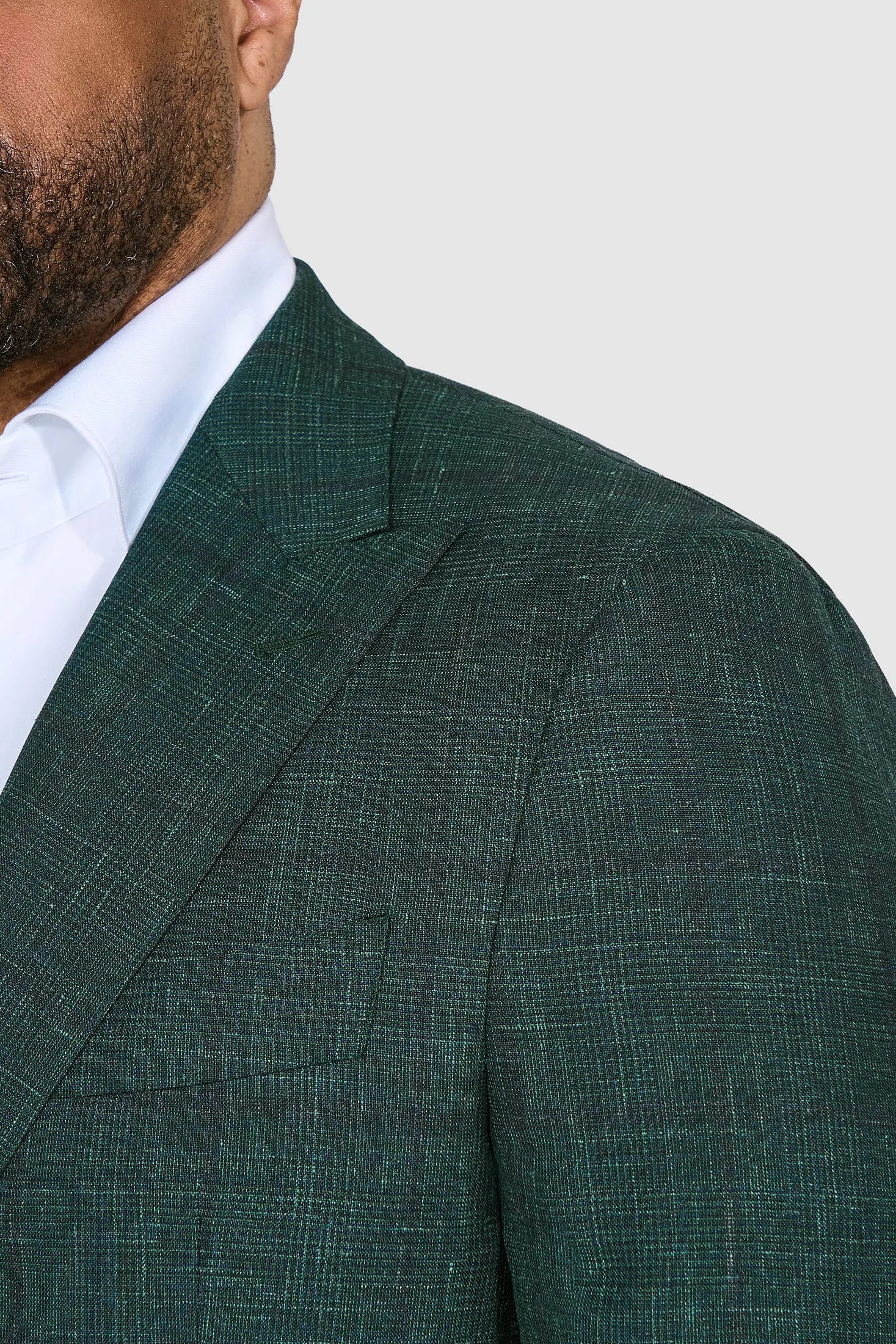 New SUITREVIEW Elmhurst Green Glen Check Wool, Silk and Linen Suit - Size 38R (Other Sizes Made To Order)