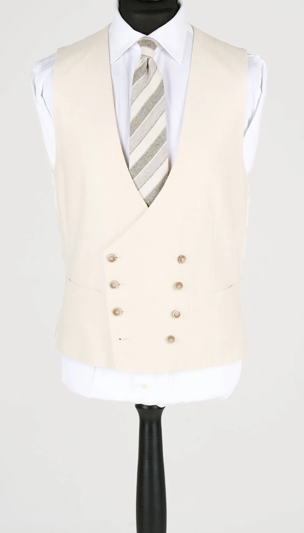 New Suitsupply Havana Off White Silk and Linen 3 Piece DB Ferla Suit - Size 42L