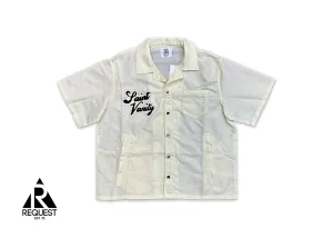 Nylon Button Zip Up Tee "Cream"