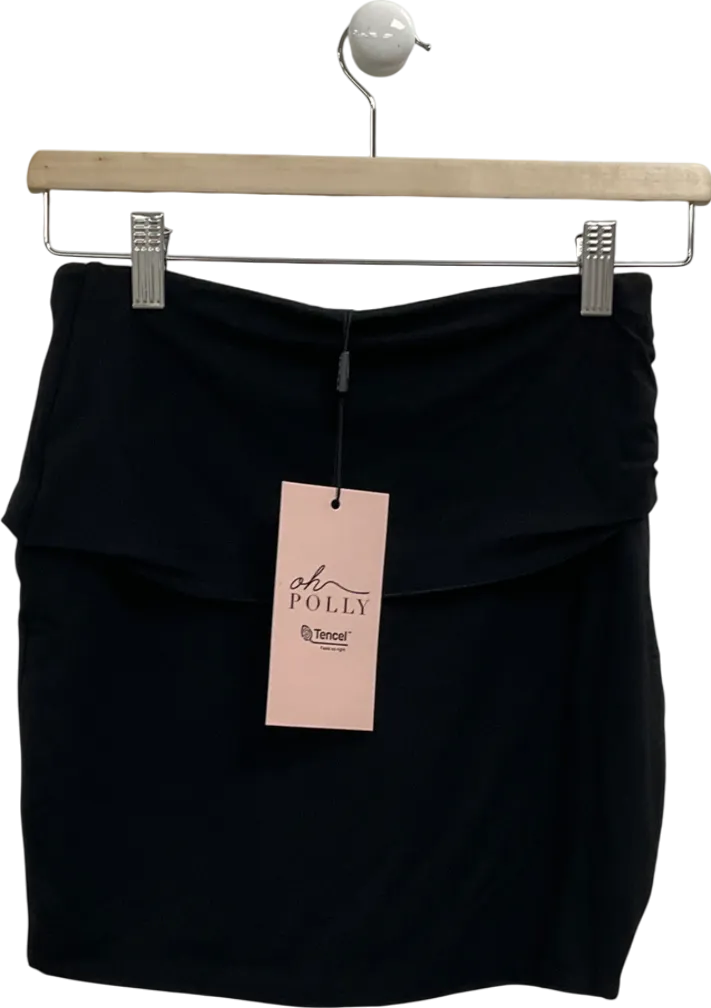 Oh Polly Black Mini Fold Over Skirt UK M
