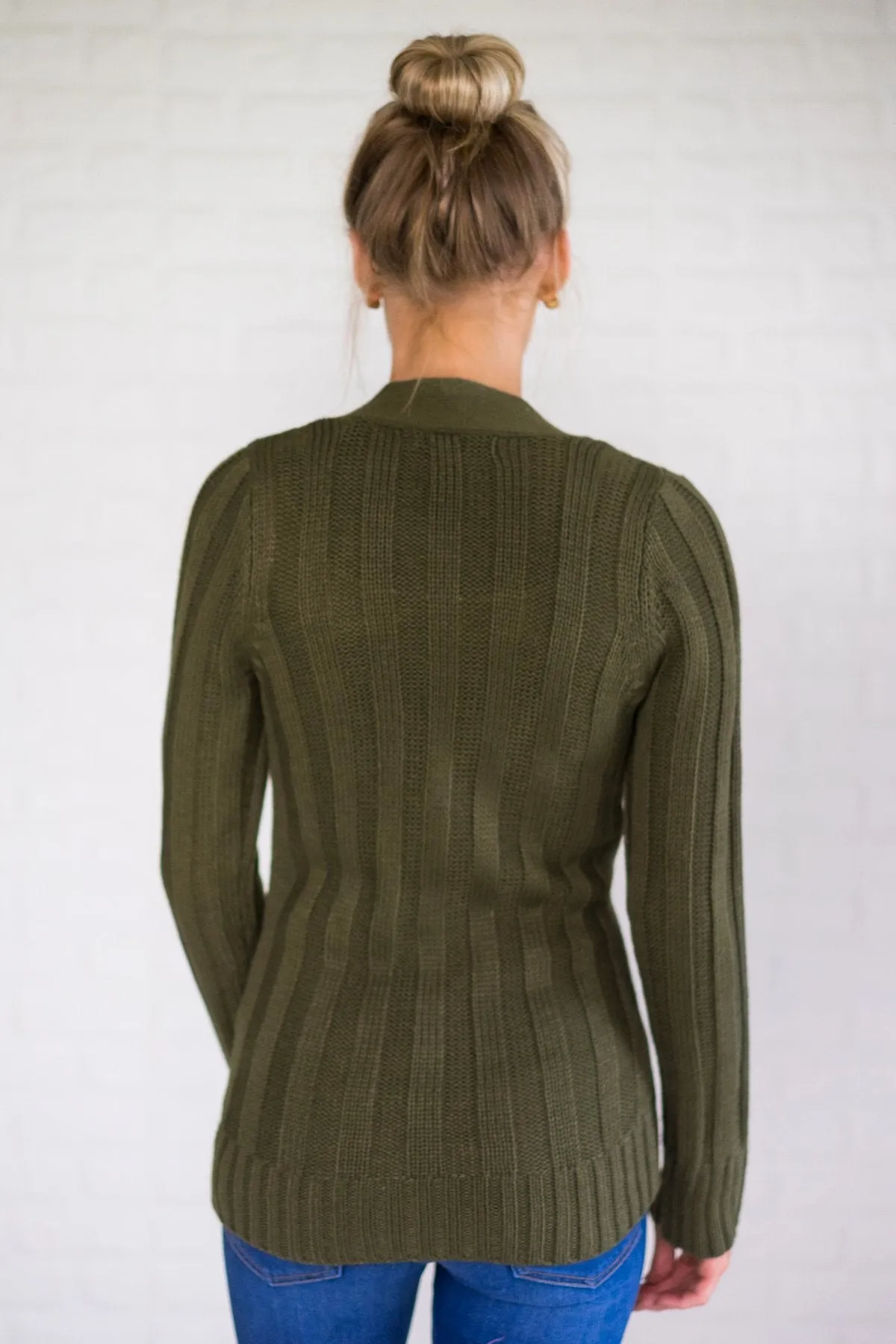 Olive Button Up Cardigan