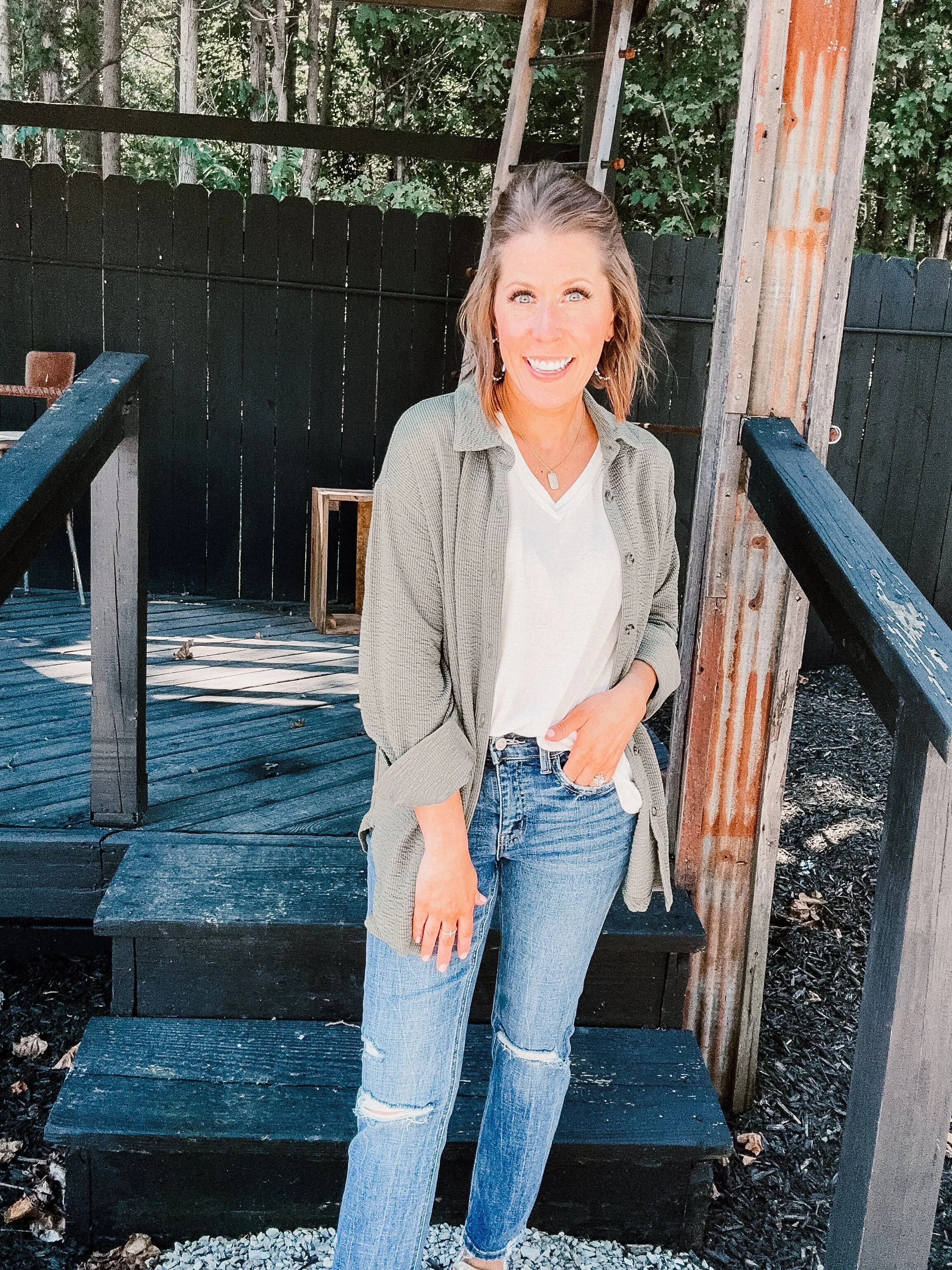 Olive Grove Flowy Button Up Set