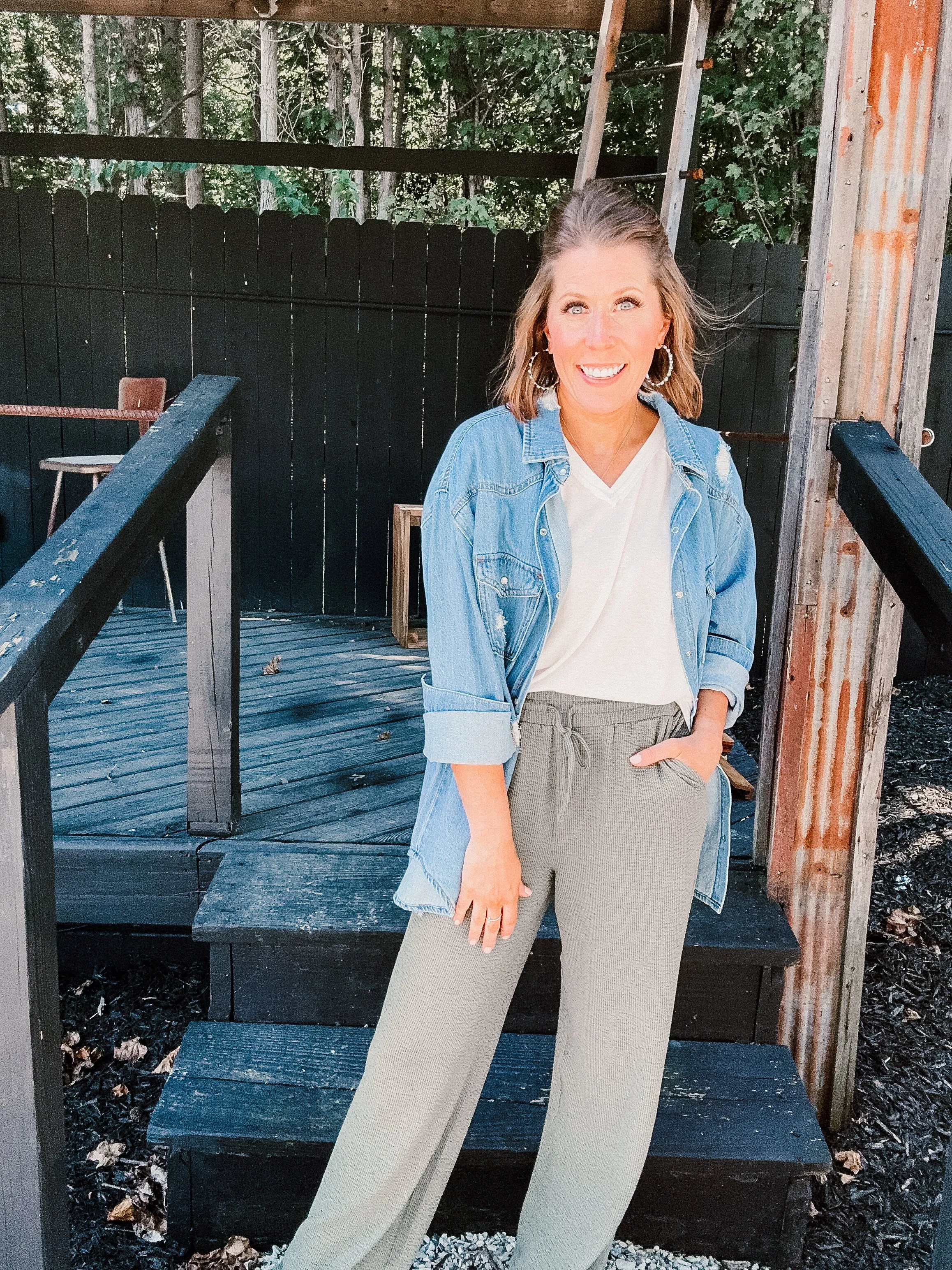 Olive Grove Flowy Button Up Set