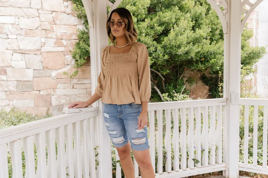Olivia Smocked Peplum Top