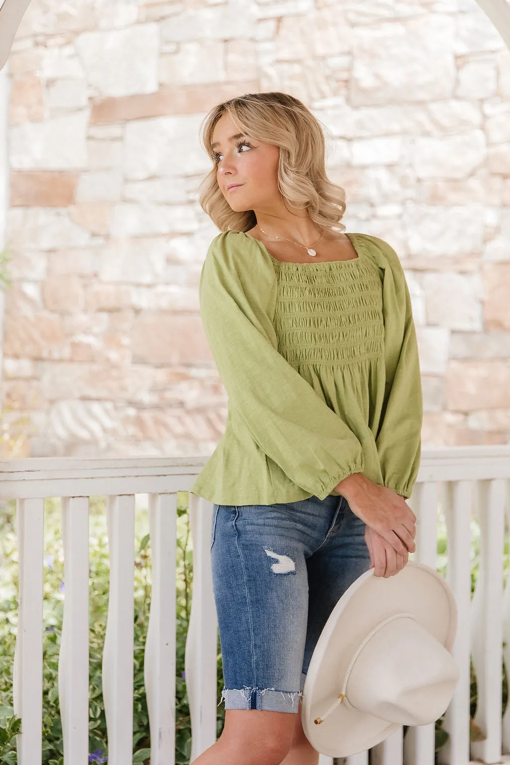 Olivia Smocked Peplum Top