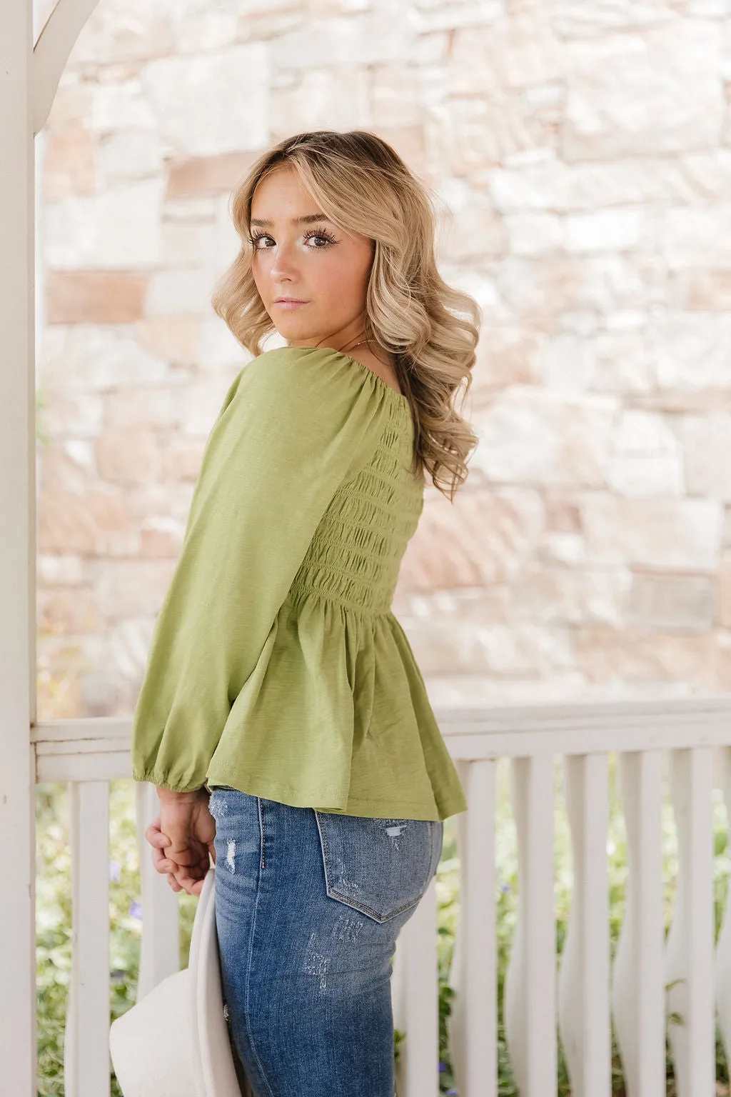 Olivia Smocked Peplum Top